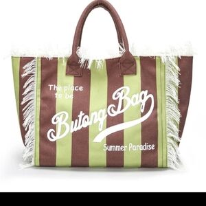 Brown and Green Women's Tote